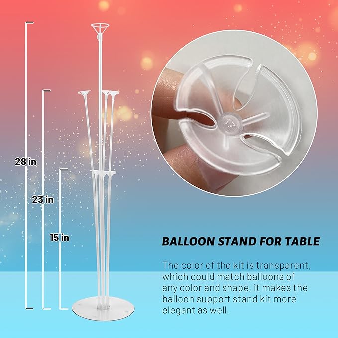 JOYYPOP 6 Sets 28 Inch Balloon Stand Kit, Balloon Holder Stickers Table Decoration Party Birthday Wedding Supplies Accessories