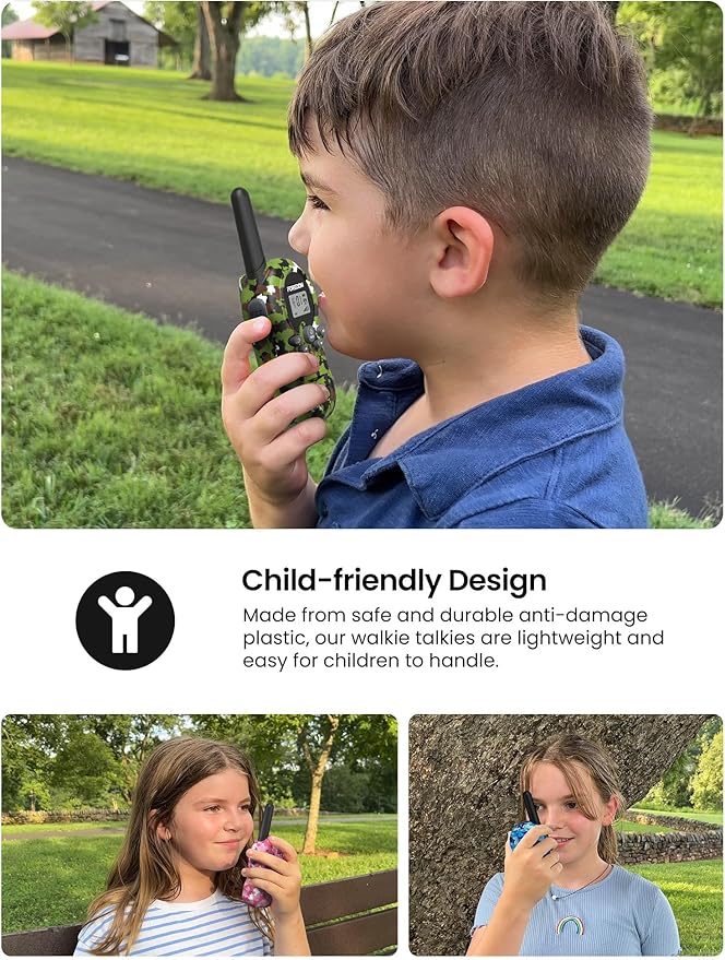 FOREDOM Walkie Talkies for Kids Walkie Talkies Long Range for Boys & Girls Age 3 to 12 Year Old Birthday Cool Army Toys - 3 Pack