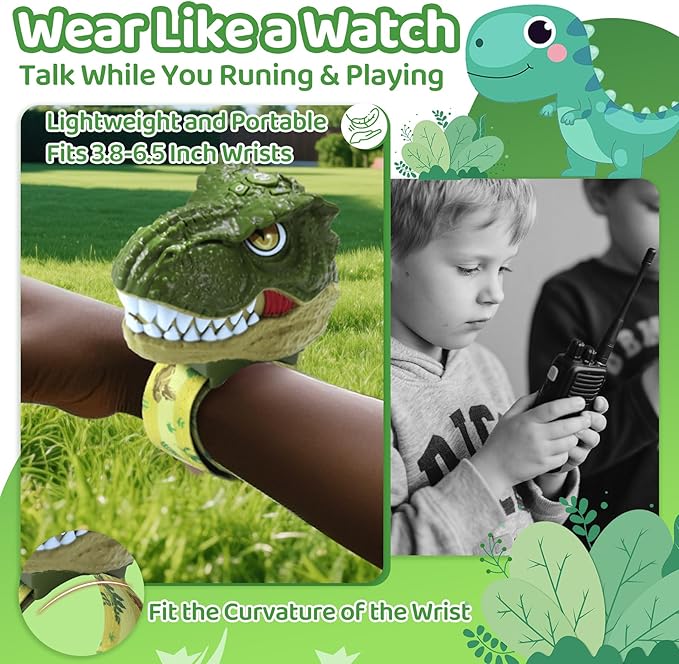 Vvinca Walkie Talkies for Kids 4 Pack - Toys for Boys Girls Age 3-12， Including Dinosaur Walkie Talkies 2 Pack, Rechargeable Walkie Talkie 2 Pack, Kids Toys for Christmas、Birthday Gifts