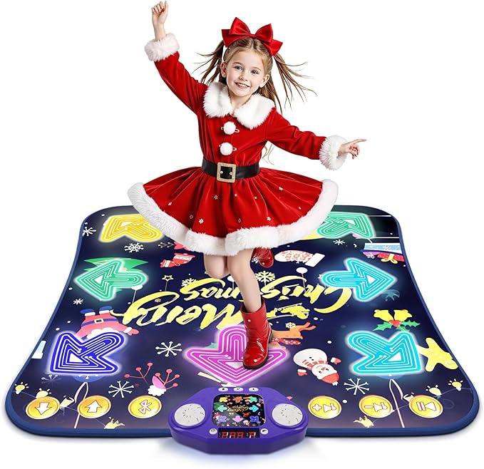 Dance Mat Toys for 3-12 Year Old Girls Boys, Kids Dance Mat with Light Up 8-Buttons & Wireless Bluetooth, Music Dance Toy with 5 Modes, Birthday Xmas Gifts for 3 4 5 6 7 8 9 10+ Year Old Girls Boys