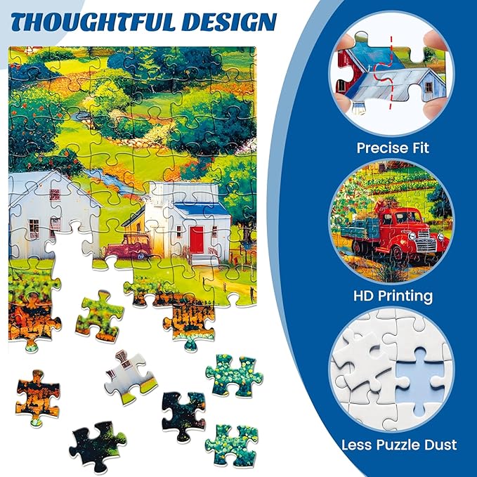 500 Pieces Puzzle for Adults,Country Farm Life Puzzle,Recycled Cardboard Landscape Puzzles 500 Piece,Challenging Game Home Decor Birthday Party Gift Toy for Adults Seniors 20.5 * 15 in