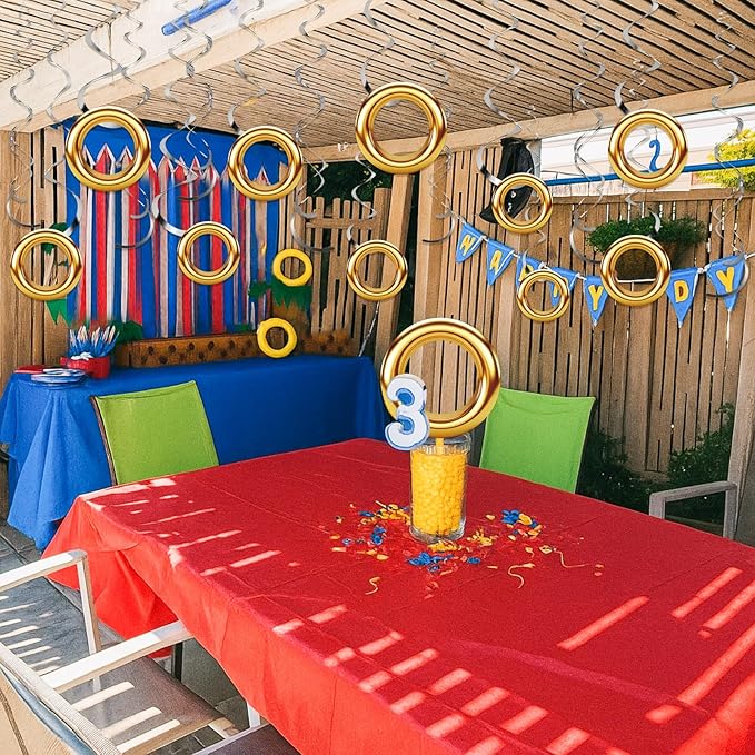 Faccito 30 Pcs Gold Ring Swirl Decorations Cartoon Characters Hanging Ornaments for Birthday Baby Shower Party Supplies Decor
