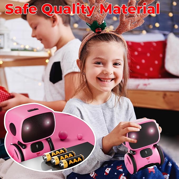 Contixo R1 Robot Toys for Kids 2 Pack Bundle - Smart Robot for Kids Voice Control Talking Dancing Learning Educational Toy for Boys Girls Toddlers Age 3-12 Years Old Birthday Gifts - Blue, Pink