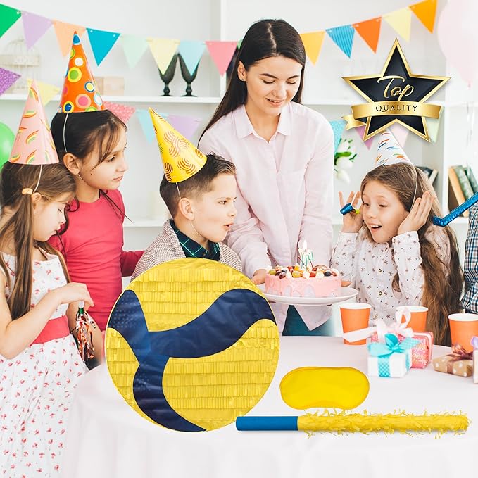 Volleyball Pinatas Bundle with a Blindfold and Bat (13"x13"x4"), Volleyball Pinatas for Birthday Party Boys, Perfect for Birthday Party, Sport Theme Party, Decoration