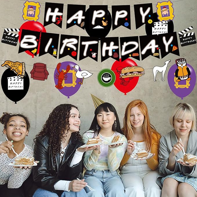 Friends Birthday Party Supplies, Friends Tv ShowParty Decorations Set Include Banner, Centerpieces, Balloons, Cake Cupcake Toppers for TV Show Fans Party Decor