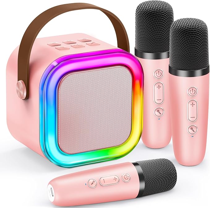Mini Karaoke Machine for Kids, 2026 TOP Toys Birthday Gifts Ideas for Girls Ages 4, 5, 6, 7, 8, 9, 10, 12+ Years Old, Portable MP3 Player with 3 Wireless Mics for Family Home Party