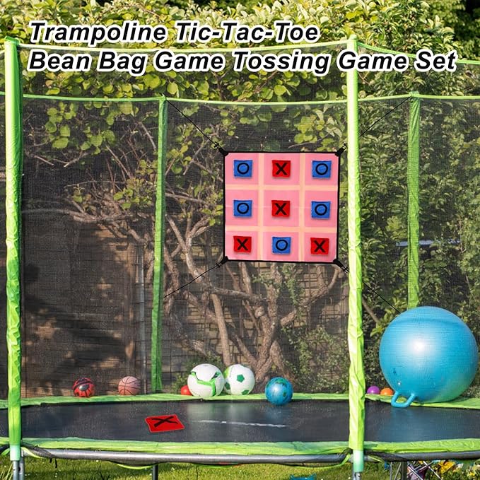 Toe Bean Bag Toss Games, Trampoline Game Accessory with Toe Frame Back Panel 10 Bean Bag for Kids Adults Family Outside & Indoor Recreation Supplies