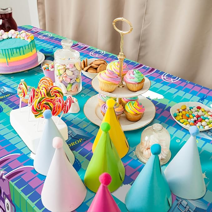 Llama Theme Party Tablecloth 3 PCS, Plastic Disposable Video Games Table Cover for Game Fans Birthday Party Decorations Supplies, 86.6 x 51.2in