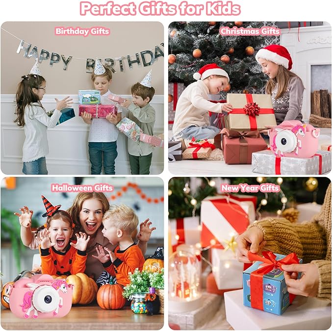 Kids Camera Toddler Toys for Girls, 3-12 Year Old Girl Birthday Gifts Toys, 48MP HD Kids Digital Camera for Kids, 1080P HD Video Toddler Camera Kid Toys Gifts for 3 4 5 6 7 8 9 10 Year Old Girls