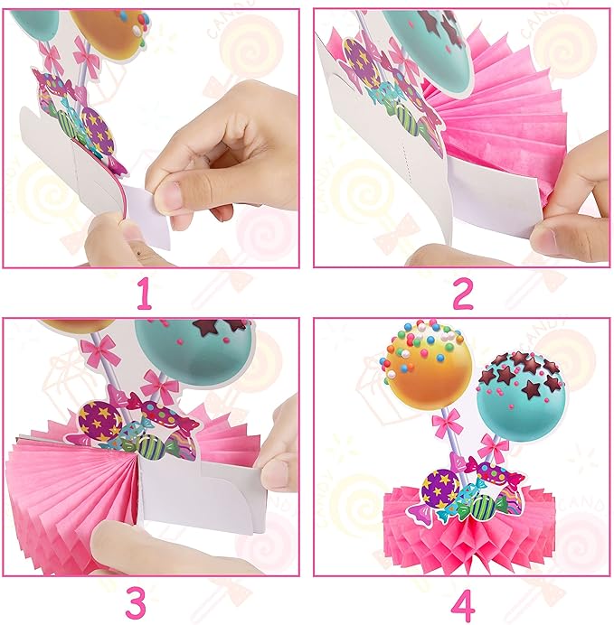 Candyland Party Table Decorations 9pcs Candyland Lollipop Table Honeycomb Centerpieces for Candy Theme Birthday Party Supplies