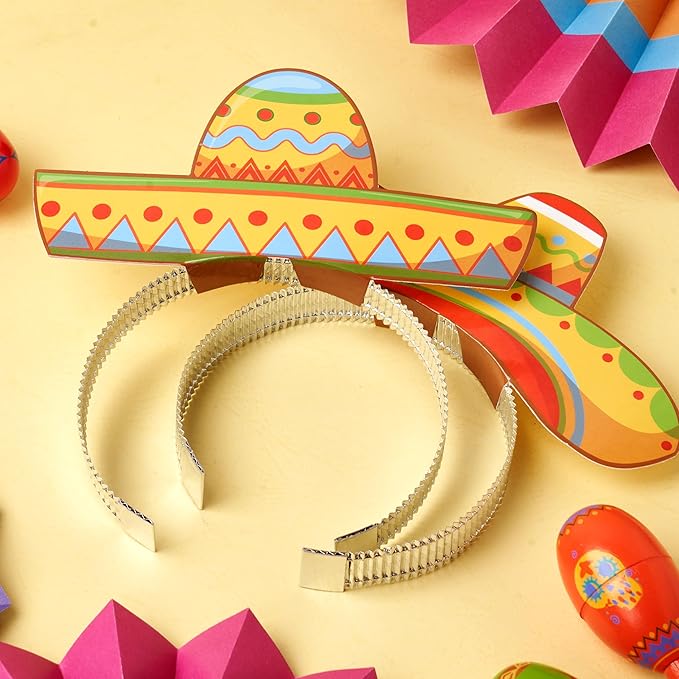 JOYIN 24 Pcs Cinco de Mayo Sombrero Headbands for Mexican Themed Fiesta Party, Party Supplies Decorations for Fun Fiesta Hat Party Supplies, Luau Event Photo Props