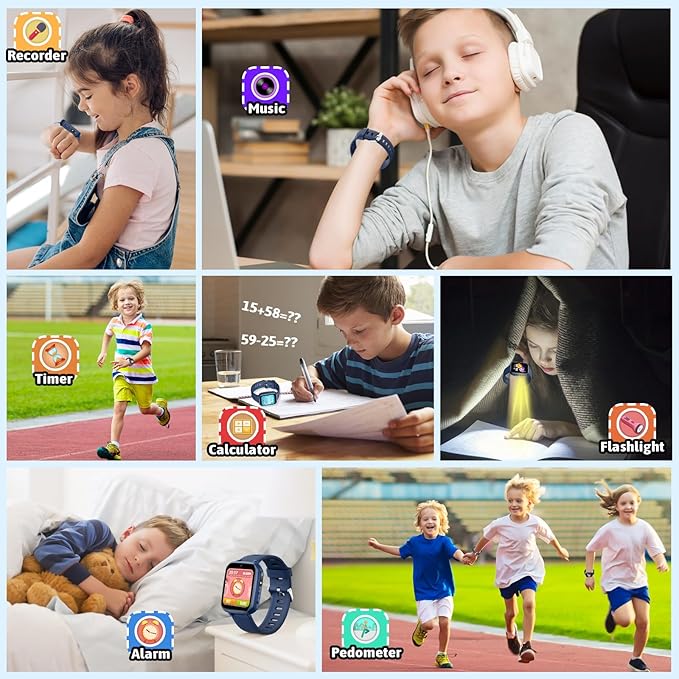 zicor Kids Game Watch Gift with 26 Puzzle Games, Dual Camera, Music Player, Pedometer, Video Recorder, Flashlight, Alarm Clock,Educational Toy for Boys Girls Age 4-12 Years Old,Birthday