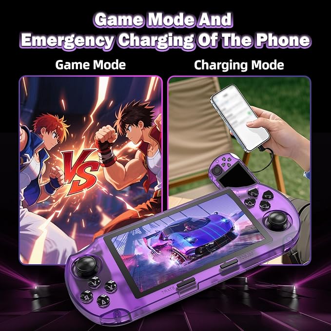 SF3000 Retro Handheld Game Console,20000+ Games,HD TV Output Retro Gaming Console,E-Book/Music/Video Playback/Emergency Charging of Phone,14 Emulators,4.5-Inch IPS Screen,Dual Core Processor (Purple)