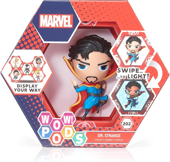 WOW! PODS Marvel Avengers Collection - Dr Strange | Superhero Light-Up Bobble-Head Figure | Official Marvel Collectable Toys & Gifts | Number 202 in Series, Blue