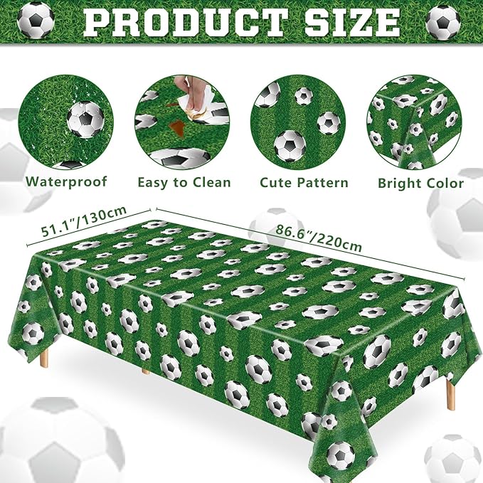 6 Pack Soccer Party Tablecloth Sports Tablecloth Sport Rectangular Plastic Table Cloth Sports Theme Party Table Covers Soccer Birthday Decorations Boys Sport Theme Birthday Supplies 86 x 51 Inch