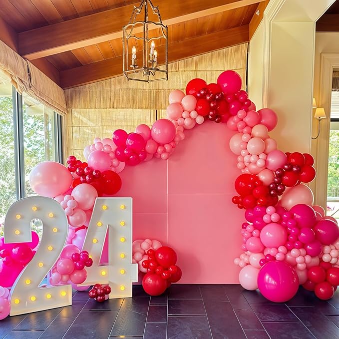 Hot Pink Balloons Set,Metallic Pink Balloon,12 Inch Chrome Magenta Dark Pink Confetti Balloon for Valentine's Day Birthday Baby Shower Wedding Princess Party Decoration