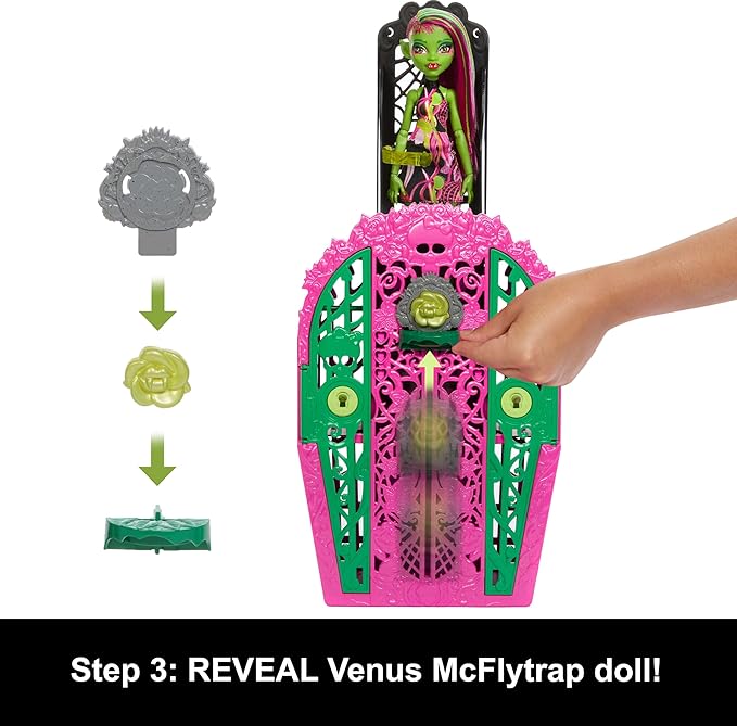 Monster High Skulltimate Secrets Doll & Accessories Set, Garden Mysteries Venus McFlytrap with Reveal Closet & 19+ Tea Party Surprises Like Clothes
