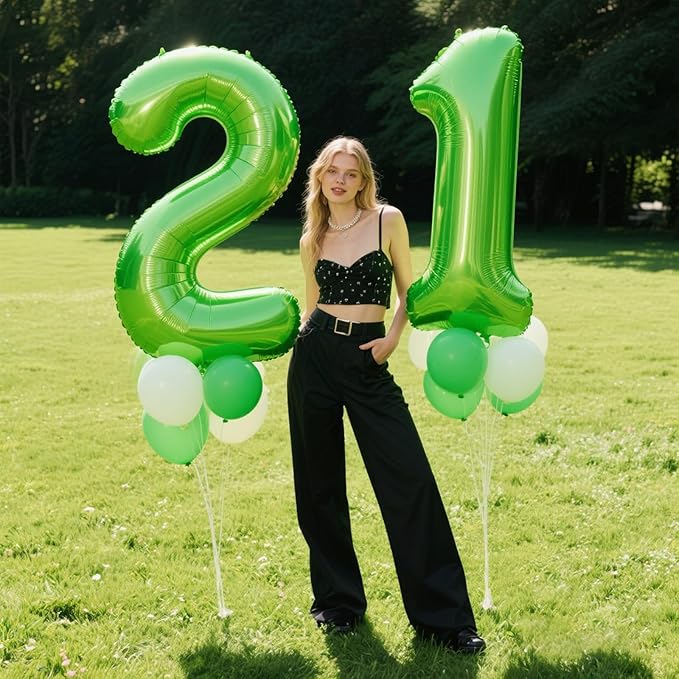 40 Inch Light Green Balloon Number 2 Balloon,Number Balloons Big Giant Jumbo Number 2 Foil Mylar Balloons for 12th Birthday Party Anniversary Events,Wedding Anniversary Party Decorations