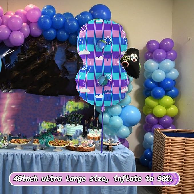 40 Inch Video Game Theme Number 8 Balloons Large Birthday Party Number Balloons Piñata Gaming for Kids Battle Boys Birthday Party Decoration Supplies