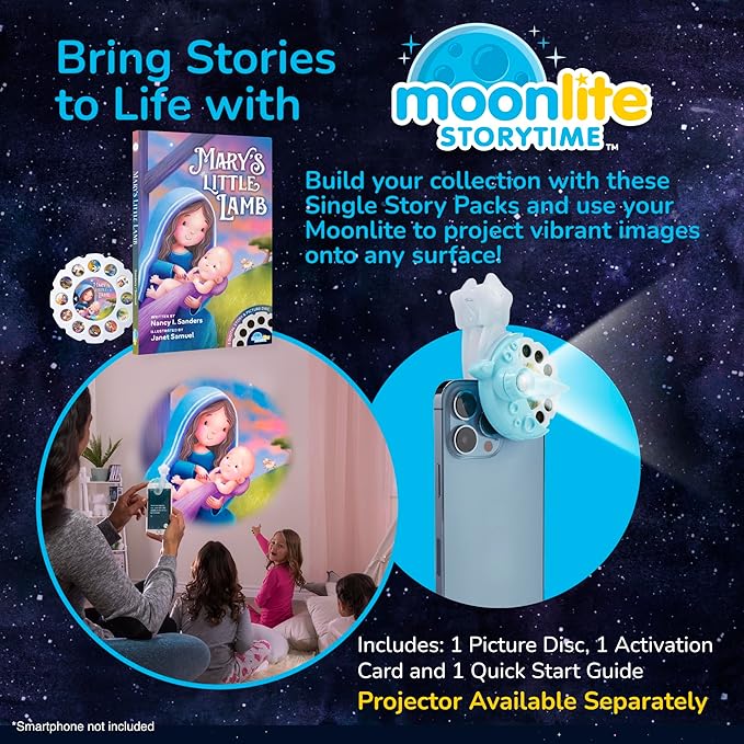 Moonlite Storytime - Mary's Little Lamb - A Magical Way to Read Together - Projector Sold Separately - Digital Bible Stories w/ Sound FX - Learning Gifts for Kids Ages 12 Months & Up