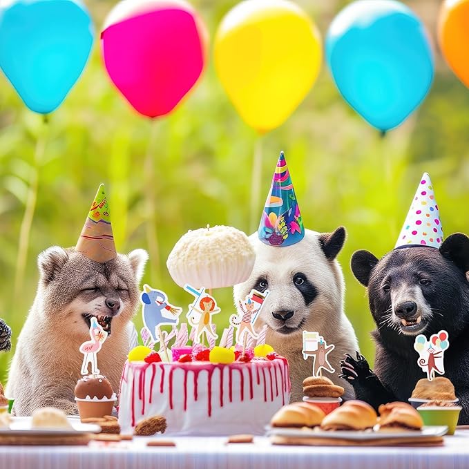 24 Pcs Animal Parade Cupcake Toppers Safari Cupcake Picks Woodland Jungle Cake Decorations for Jungle Theme Baby Shower Zoo Wild Animal Birthday Party Supplies