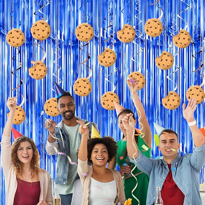 Pajean Cookie Party Decorations Chocolate Chip Cookie Hanging Swirls Paper Cutouts Ceiling Streamers for Street Theme Birthday Baby Shower Party Decorations Supplies