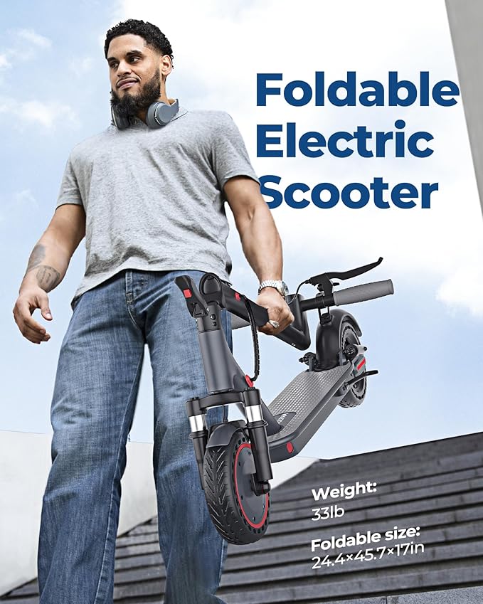 VOLPAM Electric Scooter, 350W/500W Powerful Motor, 8.5"/10" Solid Tires, 19/21Mph, 28/23/21/16 Miles Max Range, Dual Braking