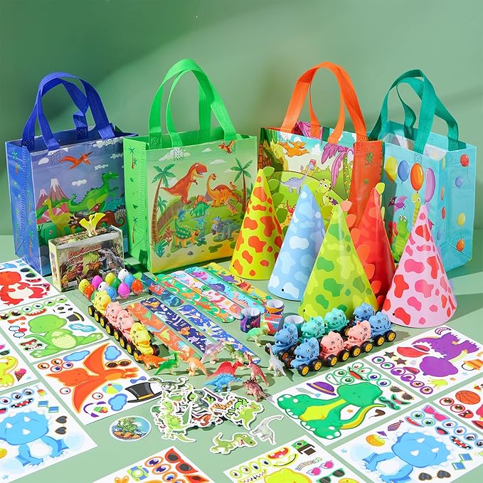 Vanblue 134Pcs Dinosaur Party Favors Dinosaur Birthday Party Decorations Goodie Bags Stuffers Fillers for Kids Birthday, Themed Party Supplies Classroom Rewards Gifts for Boys