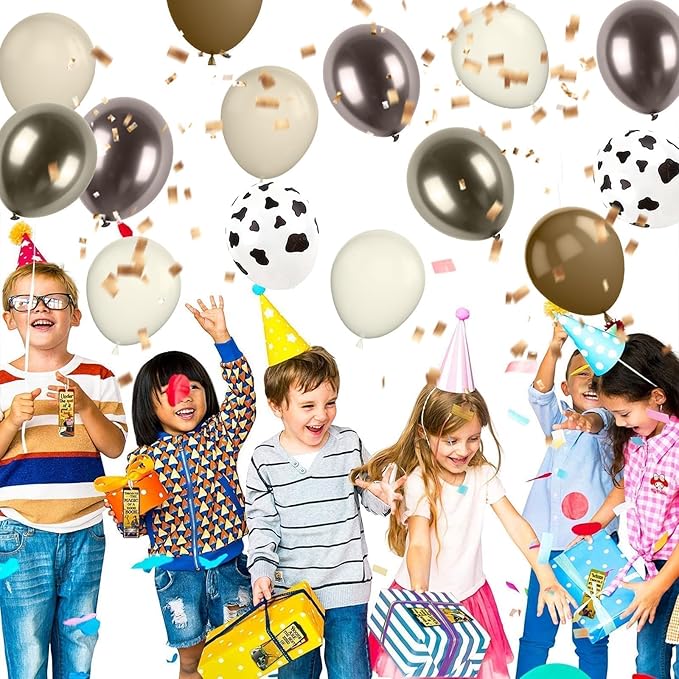 Western Cowboy Party Balloons,12 Inchs Black White Blush Brown Gold Balloons, Party Balloons for Birthday Baby Shower Engagements Weddings Anniversary Party Decorations