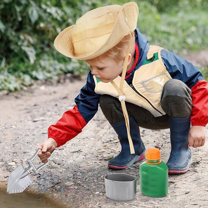 Coloch 5 Pcs Explorer Costume Kit for Kids, Kid Safari Outfit Set Children Pretend Play Costumes Including Cargo Vest, Hat, for Role Play as Zoo Keeper, Paleontologist, Park Ranger, for Boy& Girl 3-7