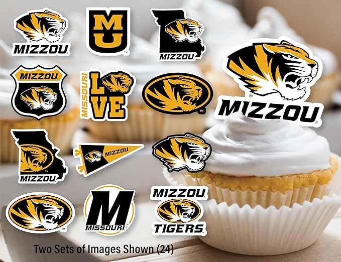 University of Missouri Cupcake Topper Party Supplies for Football, Birthday, Graduation Party Decorations (24 Pieces) (Mizzou Tigers)