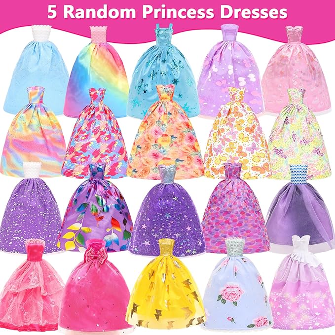 BARWA 116 Pack Doll Clothes and Accessories 5 Wedding Gown Dresses 9 Fashion Dresses Slip Dress 3 Tops 3 Pants 2 Swimsuits Bikini 16 Shoes 15 Hangers and 63 Accessories for 11.5 inch Doll