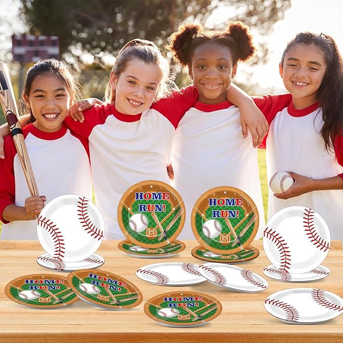 CHUNNIN 50 Pcs Baseball Party Paper Plates for Baseball Birthday Party Decoration 7 In Sport Themed Birthday Parties Plates Ball Themed Disposable Dessert Plate for Sport Theme Parties Supplies