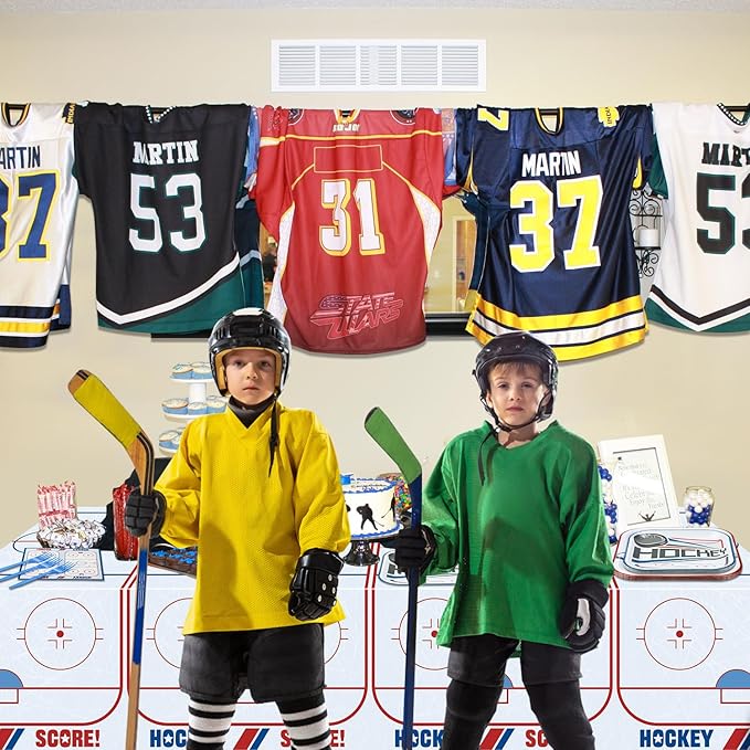 Hockey Birthday Decorations - 81Pcs Tableware Pack, Disposable Hockey Theme Plates, Napkins, Tablecloth for Kids Fans Sports Birthday Party Supplies, Serve 20