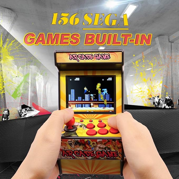 Mini Video Games Machine - 156 Retro Games Console Playable - 2.8 Inch Screen Handheld Gaming Device Support AV Output - Electronic Birthday Xmas Gift for Kids Adults
