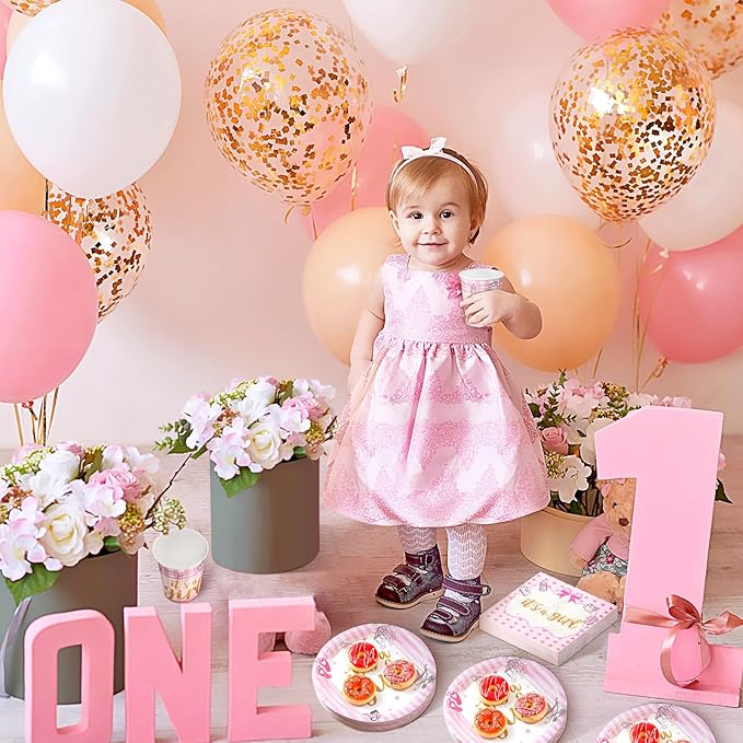 Hushee 200 Pcs It's a Girl Baby Shower Paper Plates Napkins Cups Baby Shower Party Supplies Tableware Set Disposable Cup Napkin for 50 Guest Party Decoration