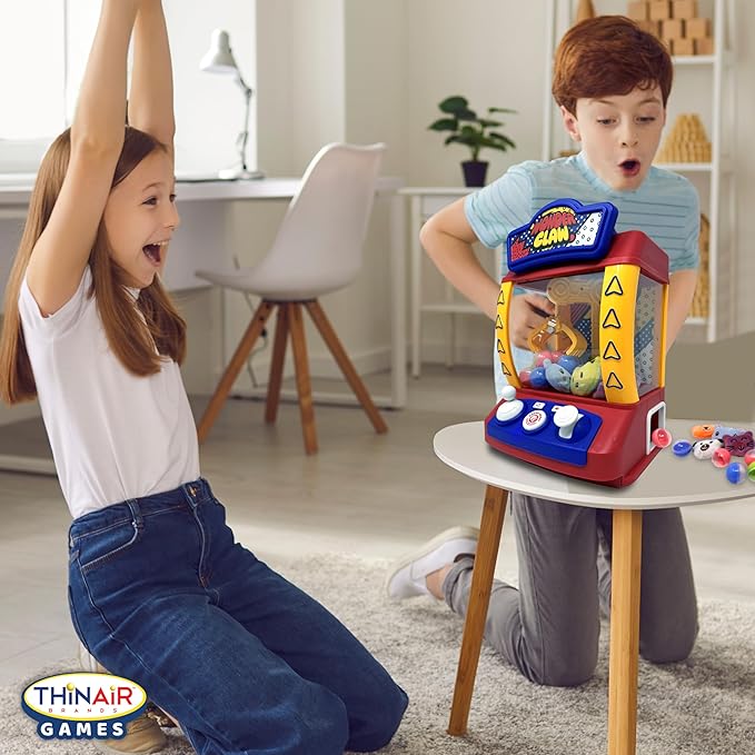 Thin Air Brands Wonder Claw Machine Crane Game for Kids - Arcade Style with 9 Stuffed Animal Prizes and 9 Balls, Sound Effects - Perfect Birthday Surprise Toy Grabber Arcade Game