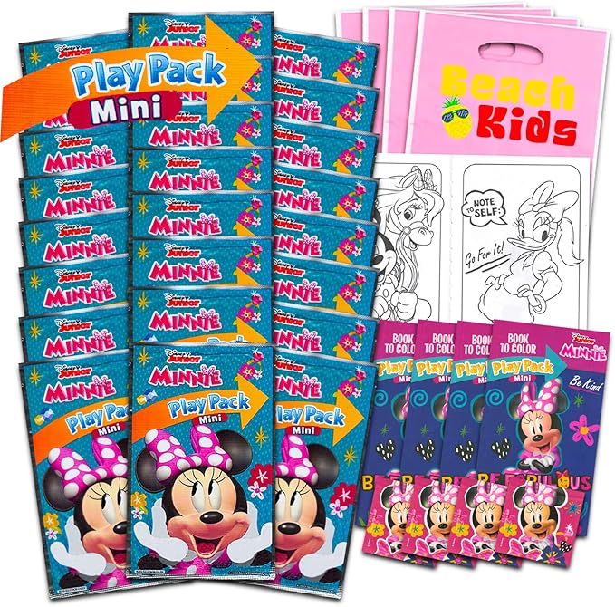 Disney Minnie Mouse Party Favors Birthday Set - Bundle with 24 Play Packs | Mini Coloring Books, Stickers, for Goodie Bags | Minnie Mouse Party Supplies