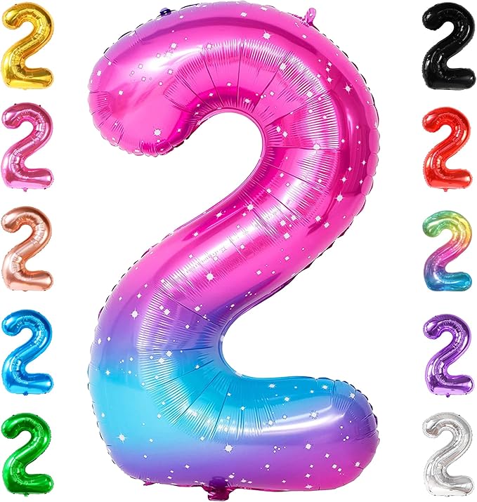 KatchOn, Giant Rainbow 2 Balloon Number - 40 Inch | Number 2 Balloons for Birthdays | 2 Year Old Balloon for 2th Birthday Decorations Girl | Number Balloons for Anniversary Decorations