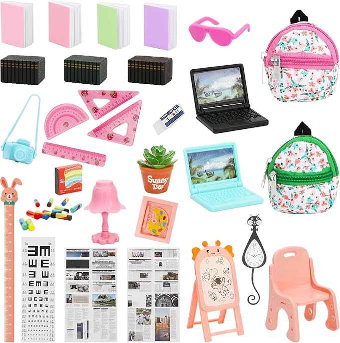 ONEST 45 Pieces Mini House School Supplies Mini School Accessories Miniature House Home Miniature Model DIY Accessories