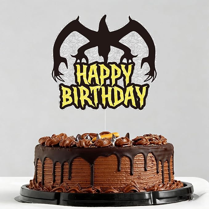 Stranger Birthday Cake Topper Black Glitter Cake Topper Stranger Themed Things Birthday Decorations for Birthday Party Supplies