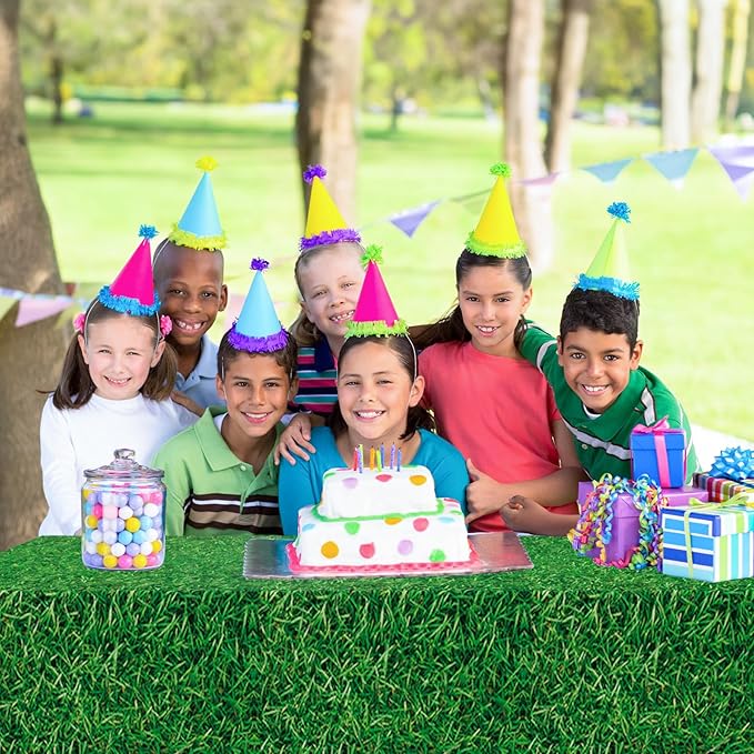 3 Pcs Green Grass Plastic Tablecloths, 51 * 86 Inch Disposable Grass Table Covers, Golf Soccer Party Decorations for Boys, Soccer Golf Sports Theme Birthday Party Supplies