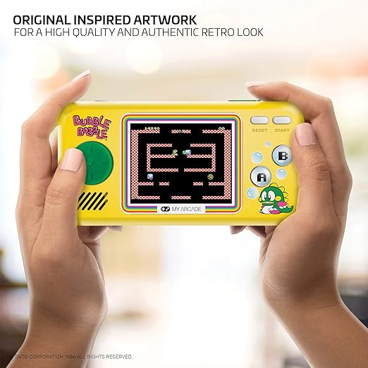 My Arcade Pocket Player Handheld Game Console: 3 Built in Games, Bubble Bobble 1 & 2, Rainbow Islands, Collectible, Full Color Display, Speaker, Volume Controls, Headphone Jack, Battery or Micro USB