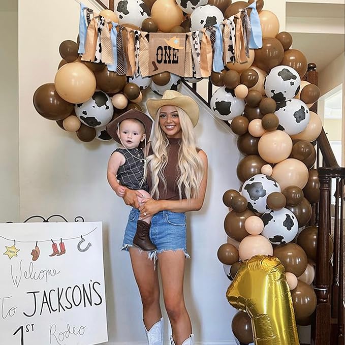 Cowboy Highchair Banner 1st Birthday - My First Rodeo High Chair Banner, First Rodeo Birthday Decorations Party Supplies for Party, Anniversary, Photo Props... (Blue)