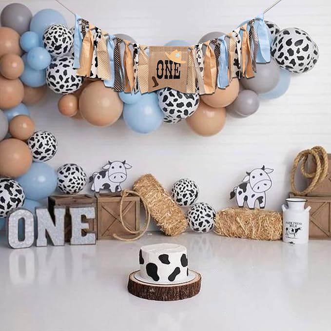 Cowboy Highchair Banner 1st Birthday - My First Rodeo High Chair Banner, First Rodeo Birthday Decorations Party Supplies for Party, Anniversary, Photo Props... (Blue)