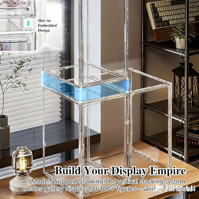 Jumbo Wide Acrylic Display Cabinet - Extra High for 23" Statues, Helmets & Plush Toys, Magnetic Door Museum Showcase for Large Collectibles (Extra Large(14.17in*14.17in*23.6in))