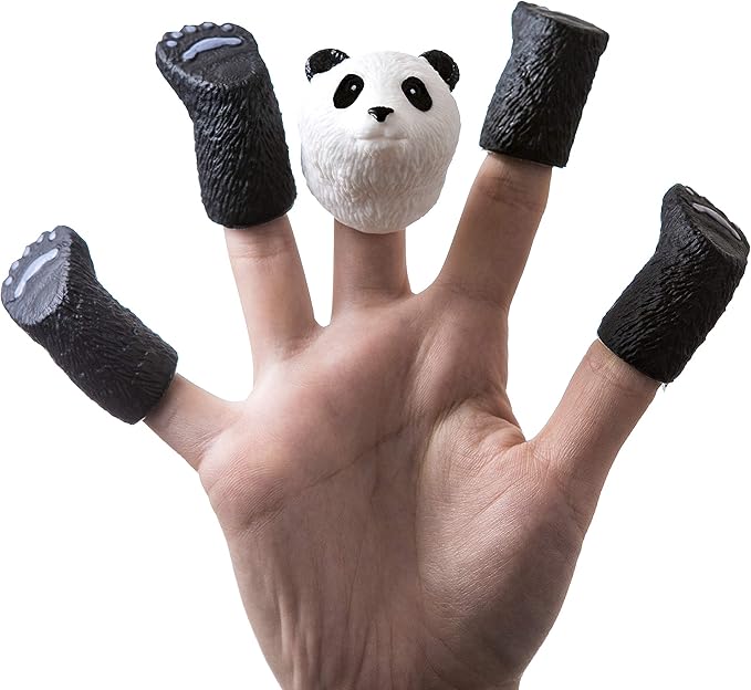 AQKILO Panda Finger Puppet Set, Animals Puppet Show Theater Props, Novelty Toys Weird Stuff Gifts