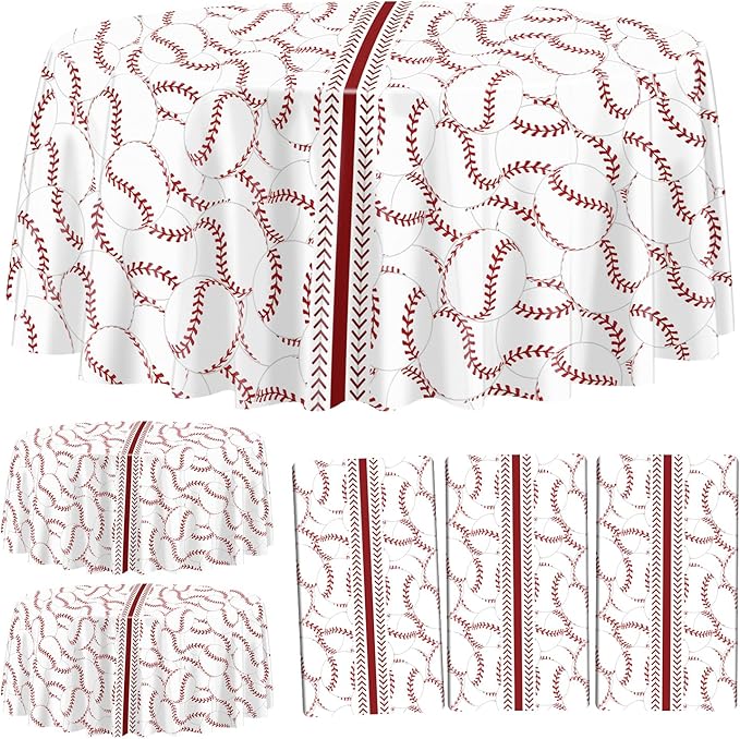 3pc Tablecloths, Disposable Party Decorations - 84Inch Patterned Table Covers for Boys Baseball/Sports Events Birthday Parties
