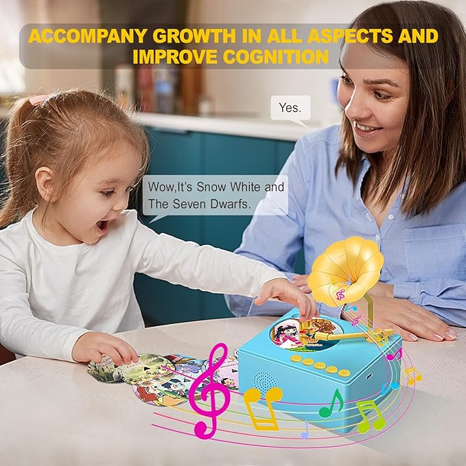 Toddlers Story Musical Player Toys - Kids Phonograph Storytelling Recorder with 96 Songs Stories Music Cards - Children's Educational Learning Birthday Xmas Gift for Boys Outdoor Indoor
