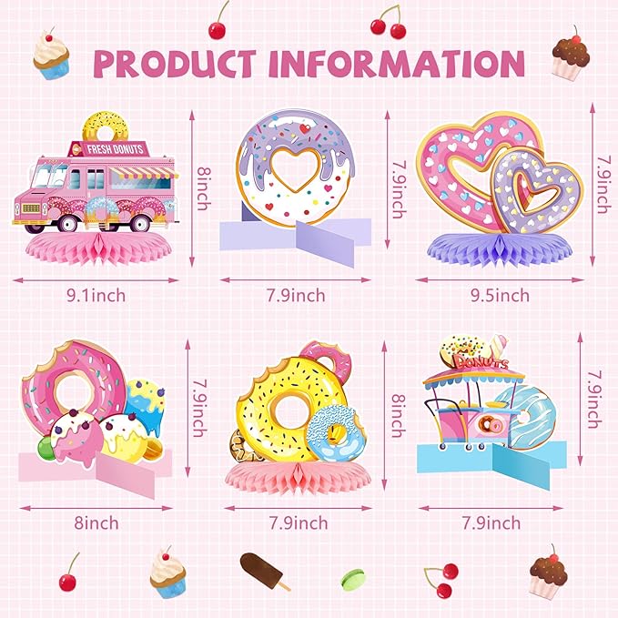 Dianelhal 10 Pieces Donut Table Decorations Donut Time Honeycomb Centerpieces Candyland Party Decorations Grow up Doughnut Birthday Baby Shower Photo Prop Supplies